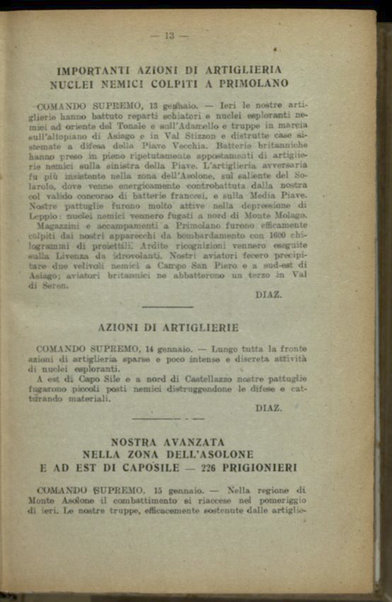 Il diario della nostra guerra : bollettini ufficiali dell'esercito e della marina